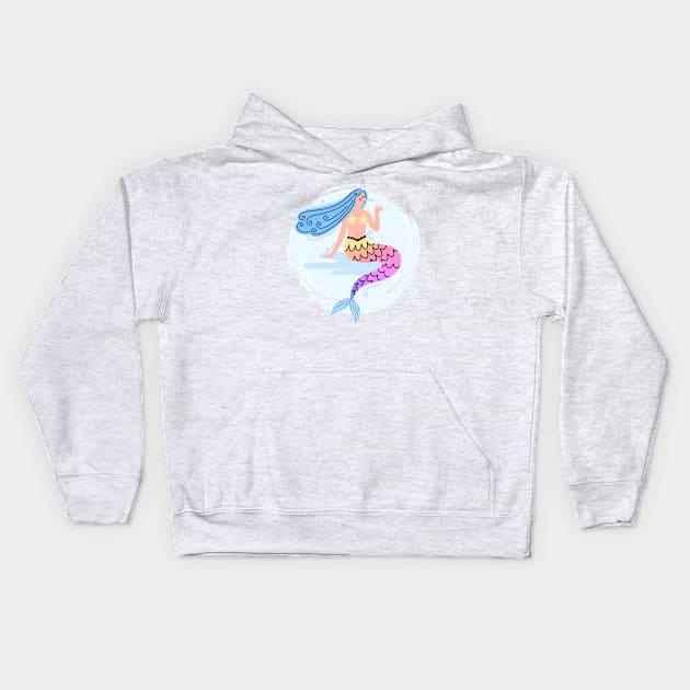 Mermaid Hand Drawn Kids Hoodie by Mako Design 